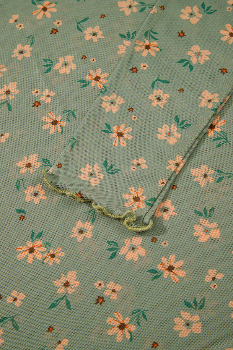 Slim Fit Floral Long Sleeve Pullover Blouse