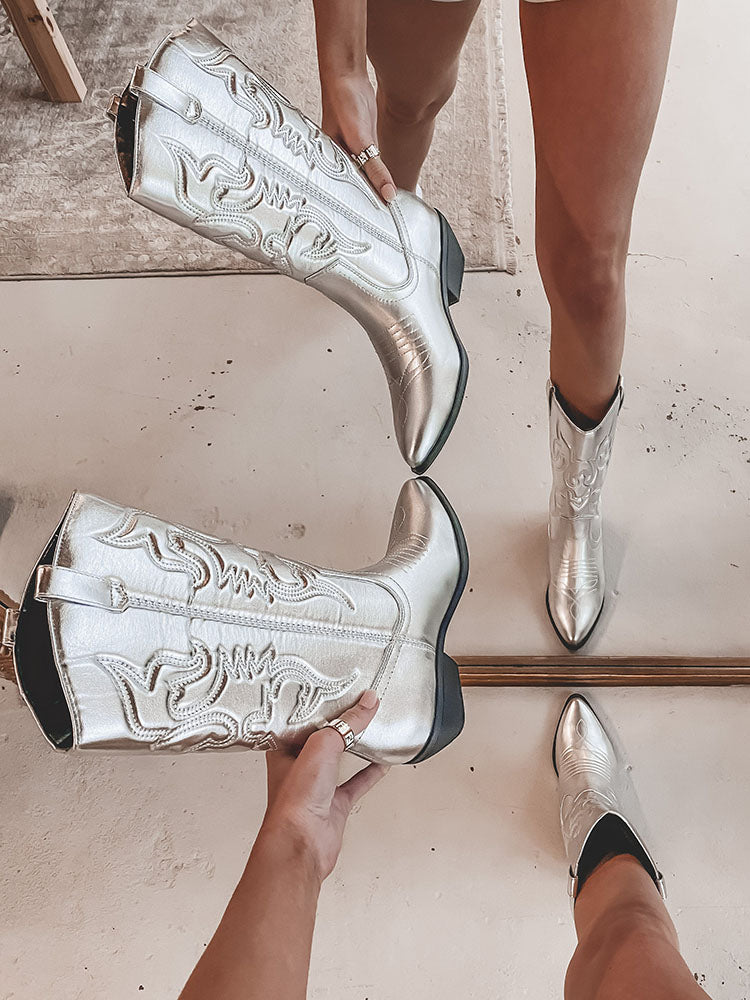 PU Leather Cowboy Boots