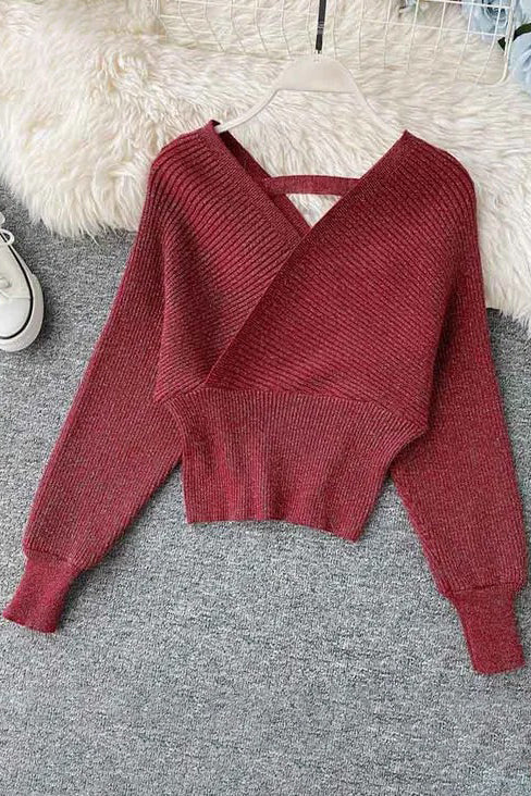 Elegant Batwing Sleeve Knitted Sweater for Women