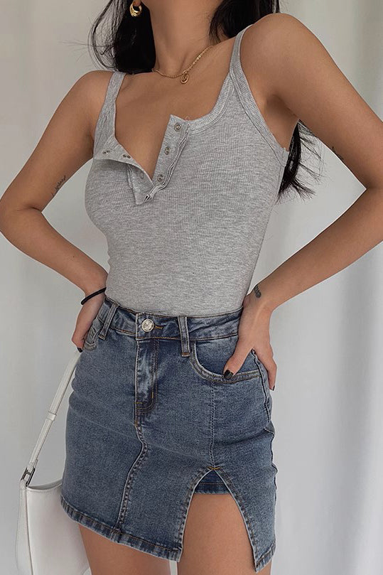 Sexy Elastic Strap Tank Top High Waist Top