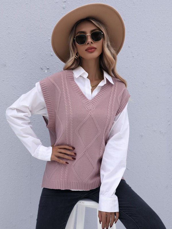 Solid Color v-neck Vest