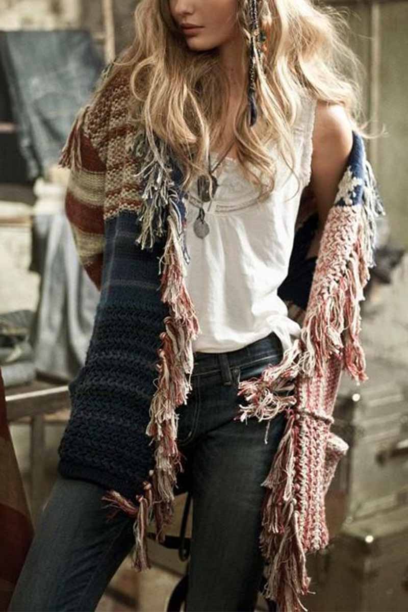 Florcoo Star Stripe Knitted Cardigan for Effortless Style