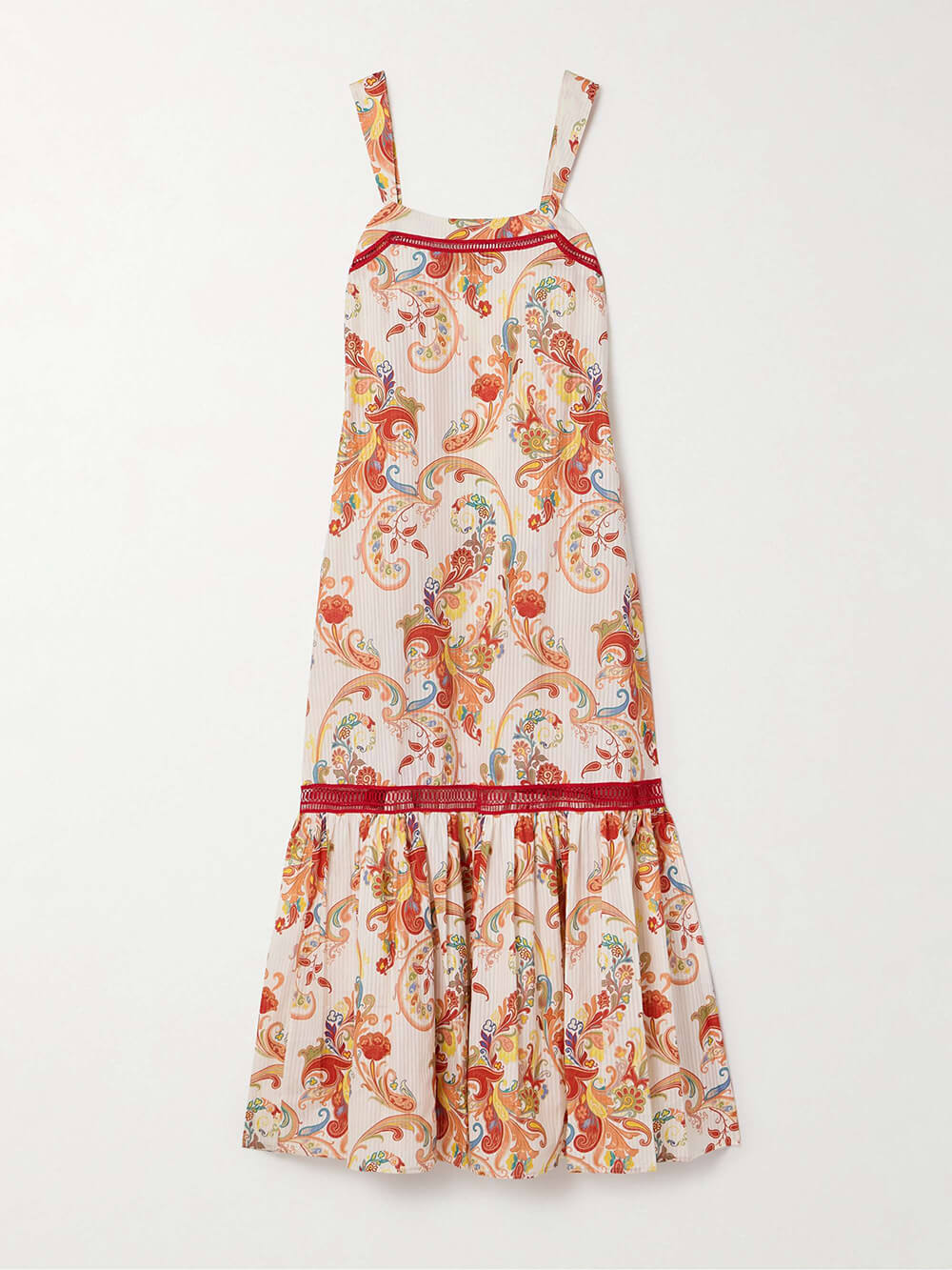 Paisley Print Square Neck Tiered Maxi Dress