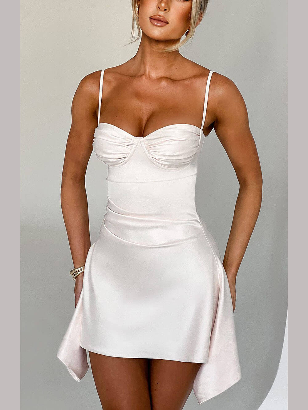 Irregular Strap Mini Dress - Fashionpara