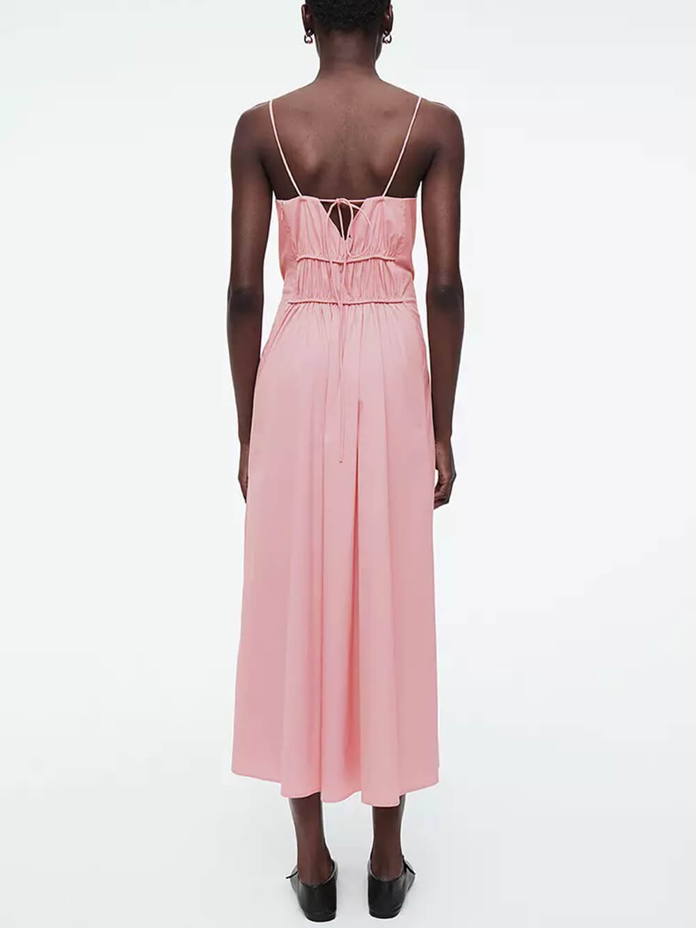 Ruched Square Neck Spaghetti Strap Midi Dress 3
