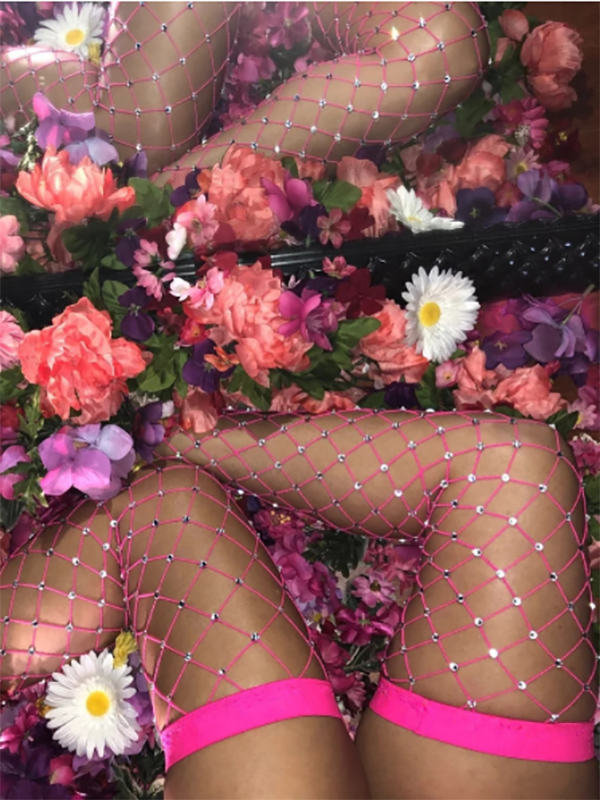 Rhinestones Fishnet Over The knee Stockings