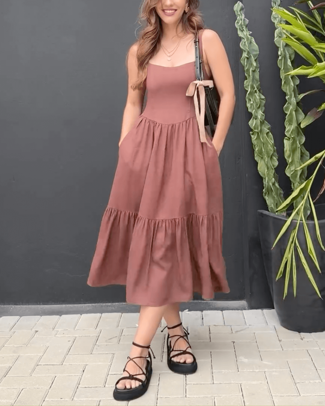 Smocked Tiered Vacation Maxi Dress - Fashionpara