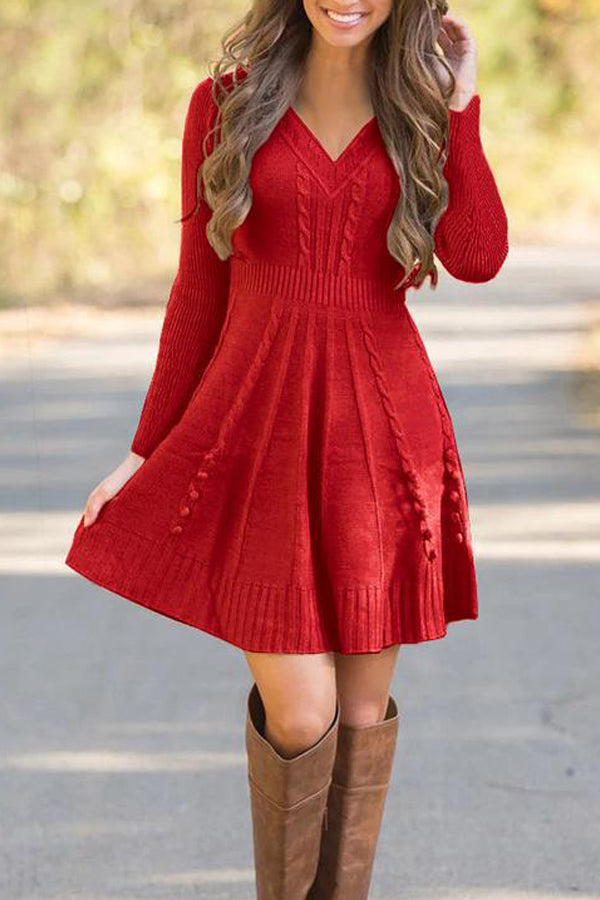 Fashion Solid Color Sweater Dress  Fashionpara