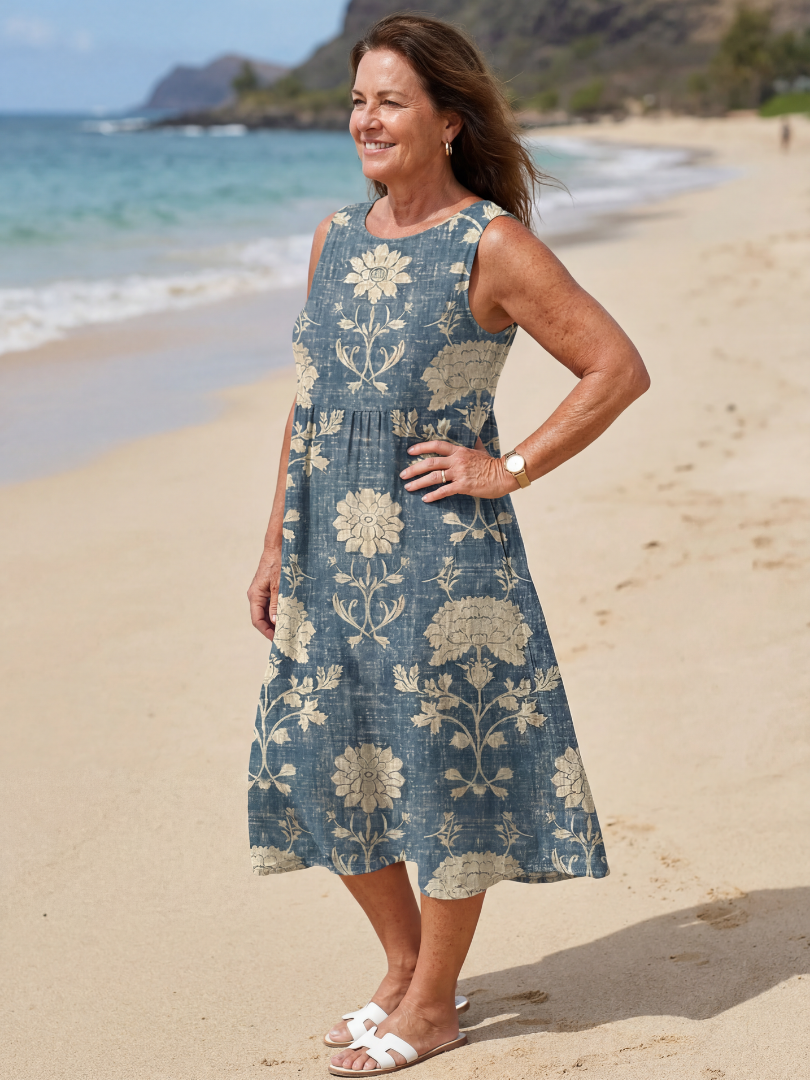 Floral Print Sleeveless Midi Dress 2