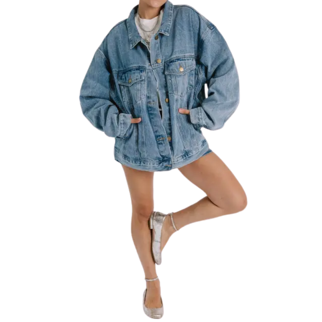 Oversized Button Front Denim Jacket 2