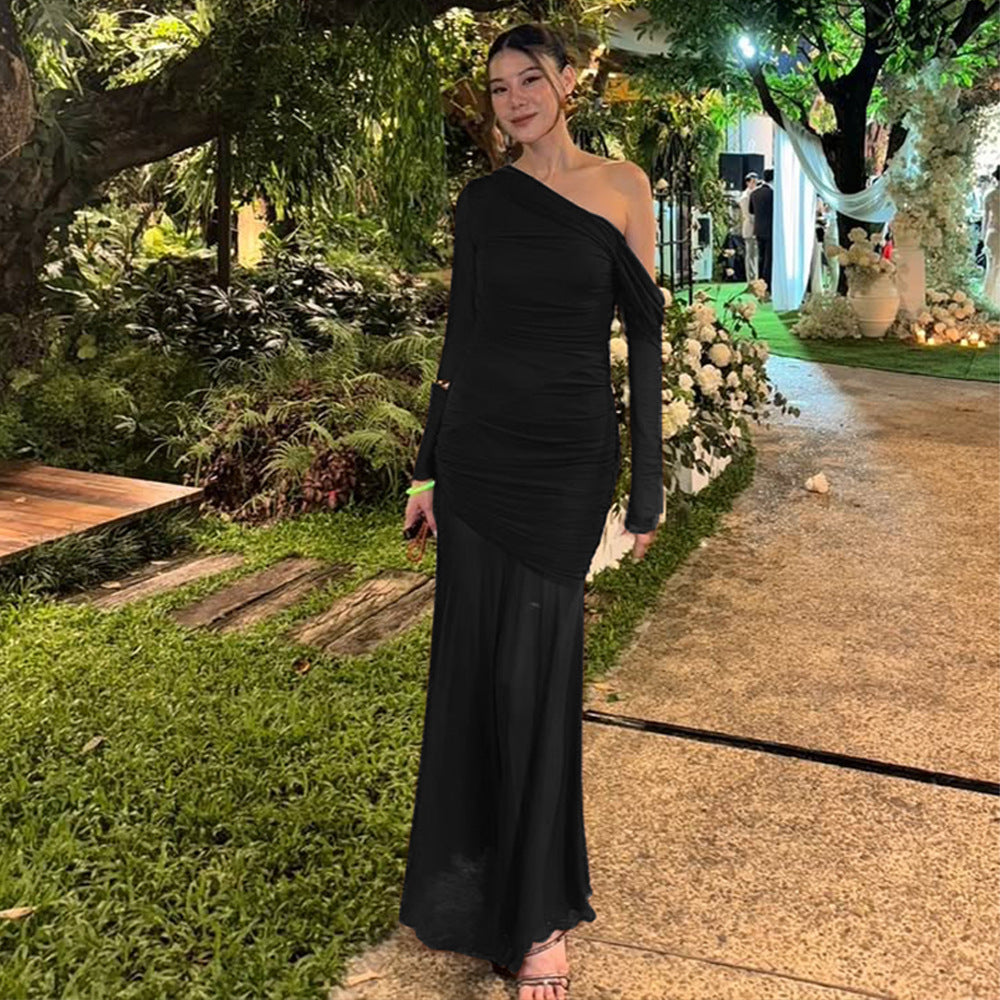Soprano One-Shoulder Dress - Black