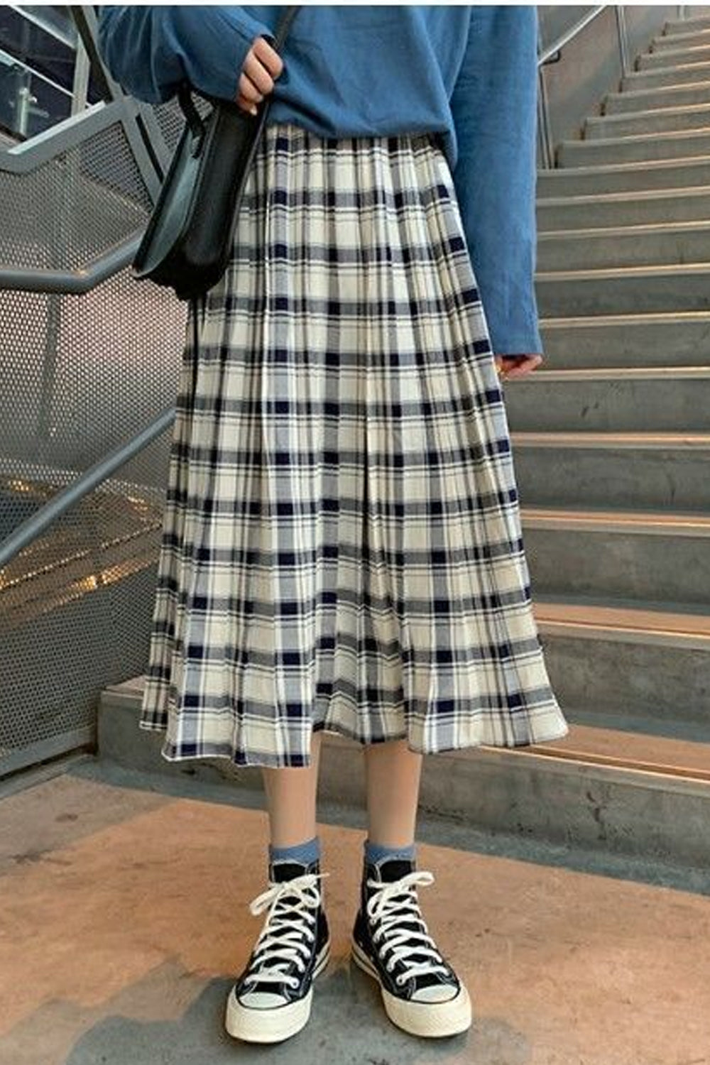 High Waist A-Line Plaid Pleated Summer Skirts - Fashionpara