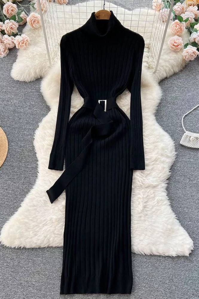Elegant Bodycon Turtleneck Sweater Dress for Women