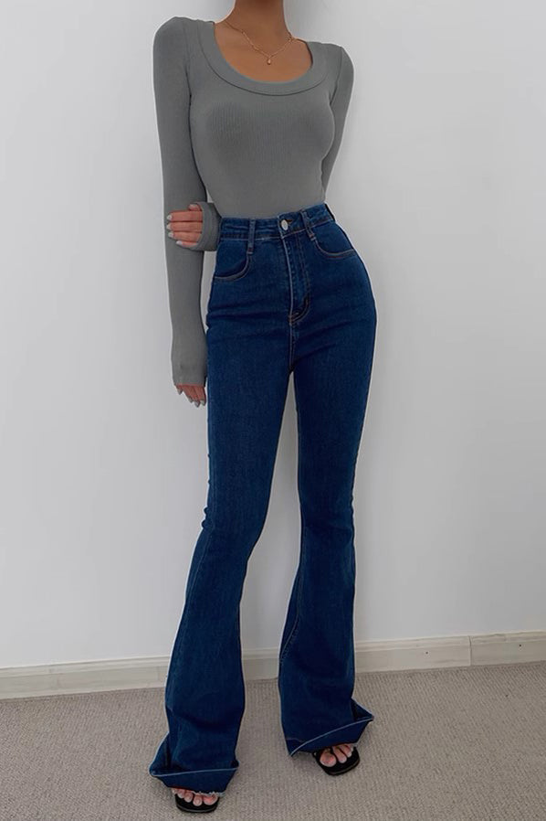 Retro High Waist Jeans Stretch Pants