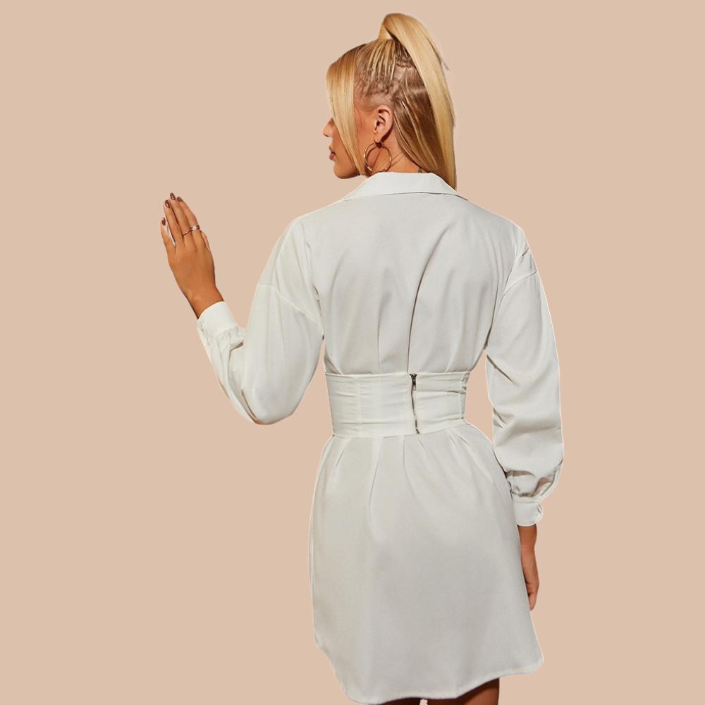 Lavo Shirt Dress With Corset Lace Up Belt - Fashionpara