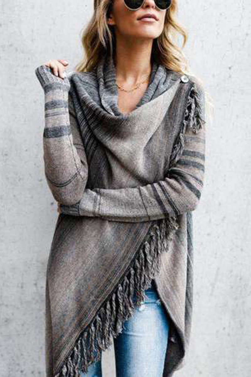 Florcoo Striped Shawl Sweater - Stylish and Versatile Top