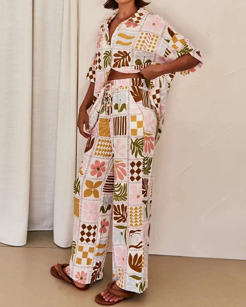 Casual Print Commuter Loose Two-piece Set - Fashionpara