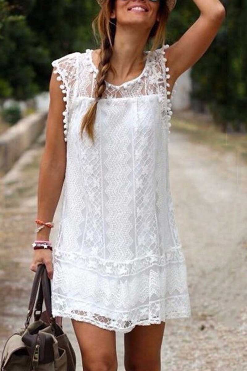 Florcoo Elegant Lace Sleeveless Mini Dress