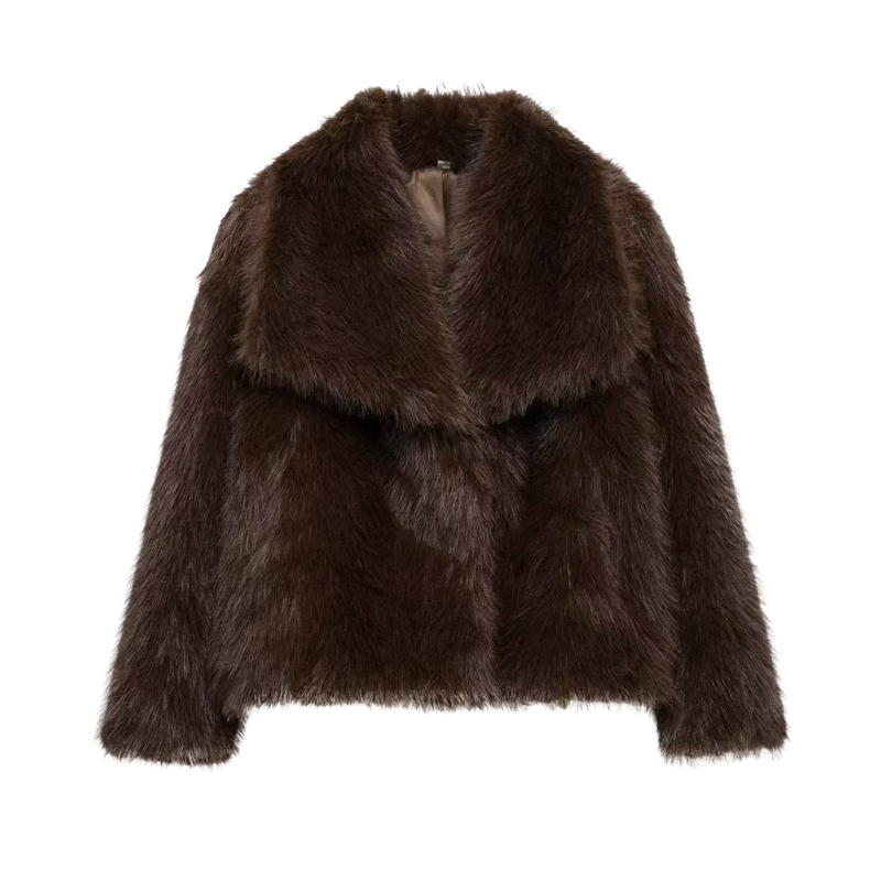 Faux Fur Shawl Collar Cropped Coat