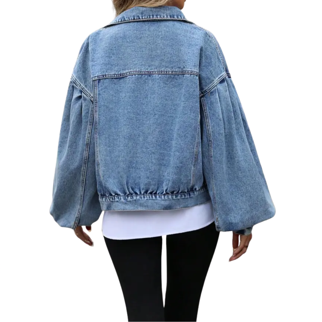 Button Front Collared Oversized Denim Jacket 5
