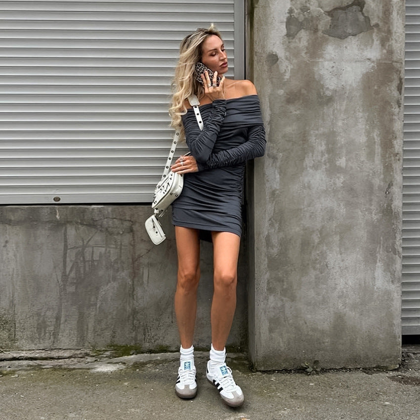 Glamor Off-Shoulder Dress - Grey