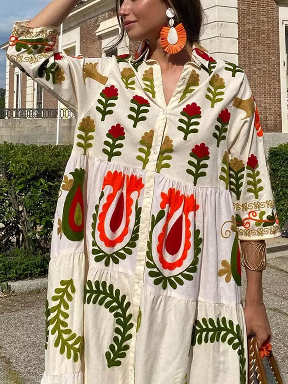 Bohemian Loose Print Dress - Fashionpara