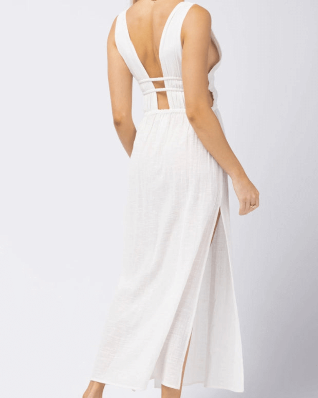 Ruched Halter Midi Dress - Fashionpara