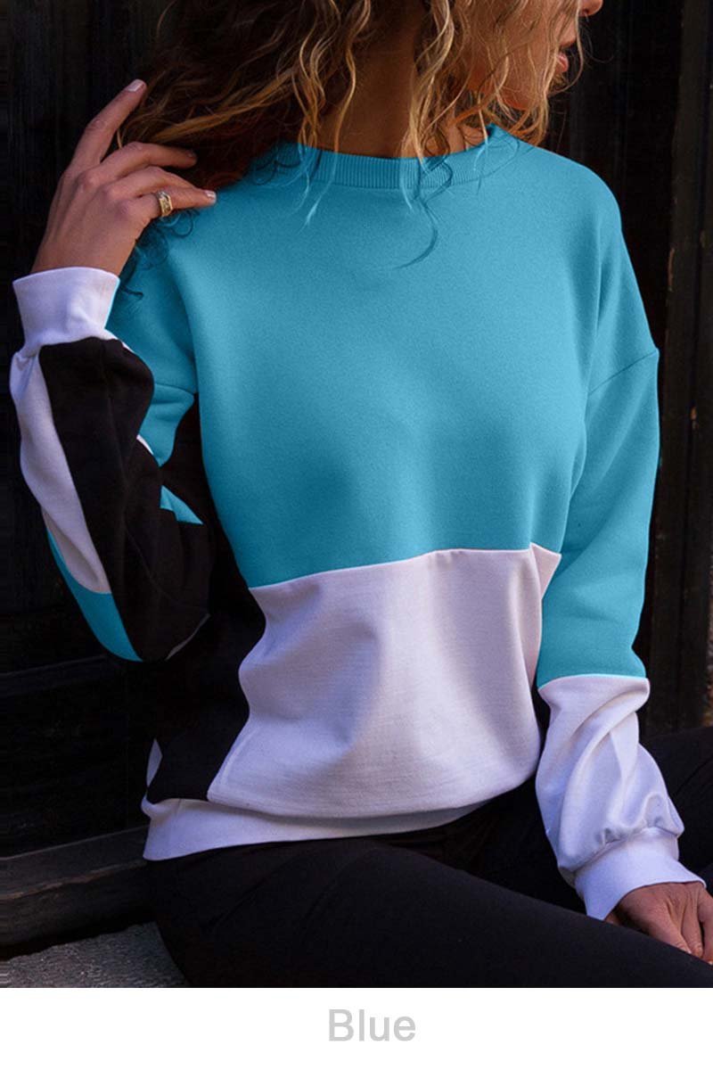 Florcoo O Neck Stitching Tops - Fashionpara