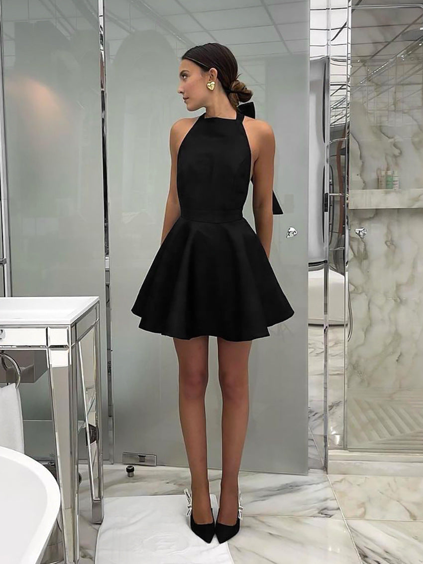 Bow-Gate Mini Dress - Black