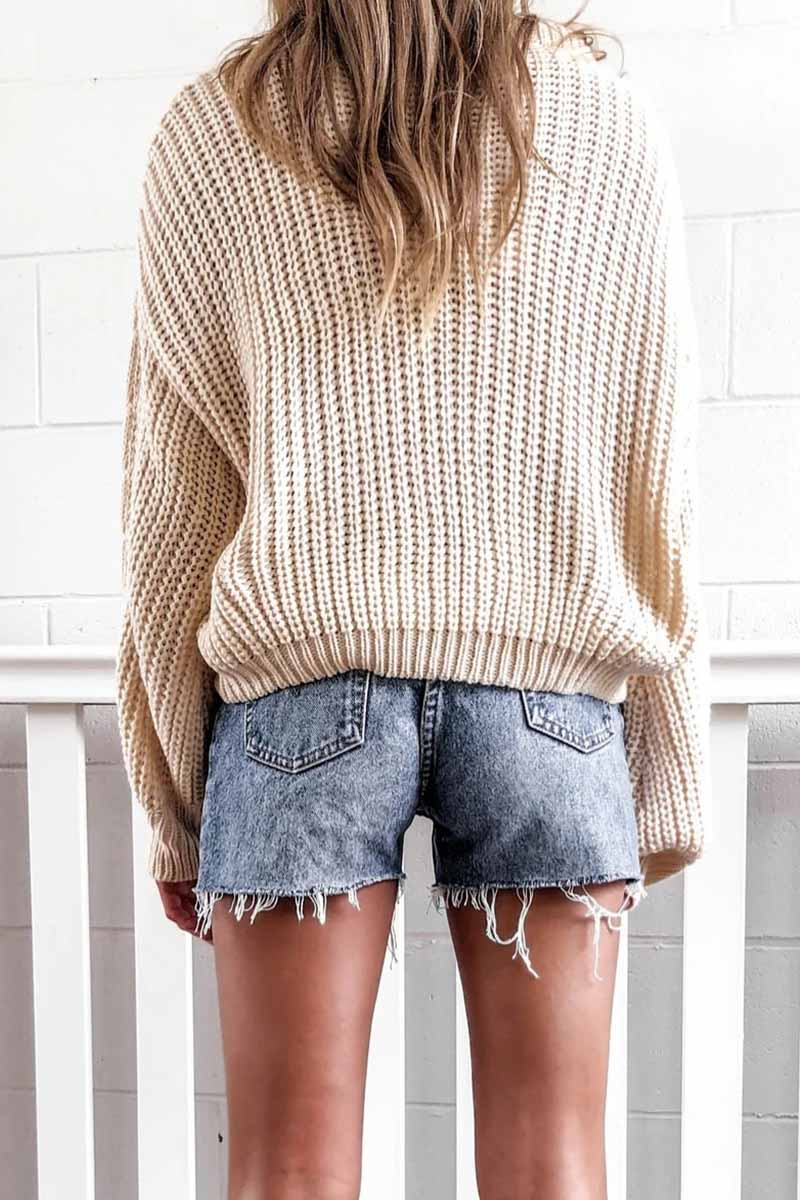 Florcoo Elegant Loose O-neck Knitted Sweater for Comfort