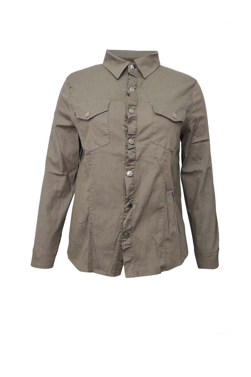 Florcoo Long Sleeve Solid Color Jacket Tops(4 Colors)