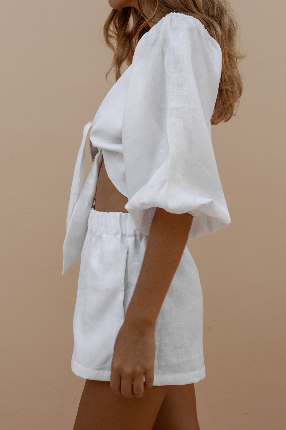 Front Lace-Up With Ruffled Pants Set - Fashionpara