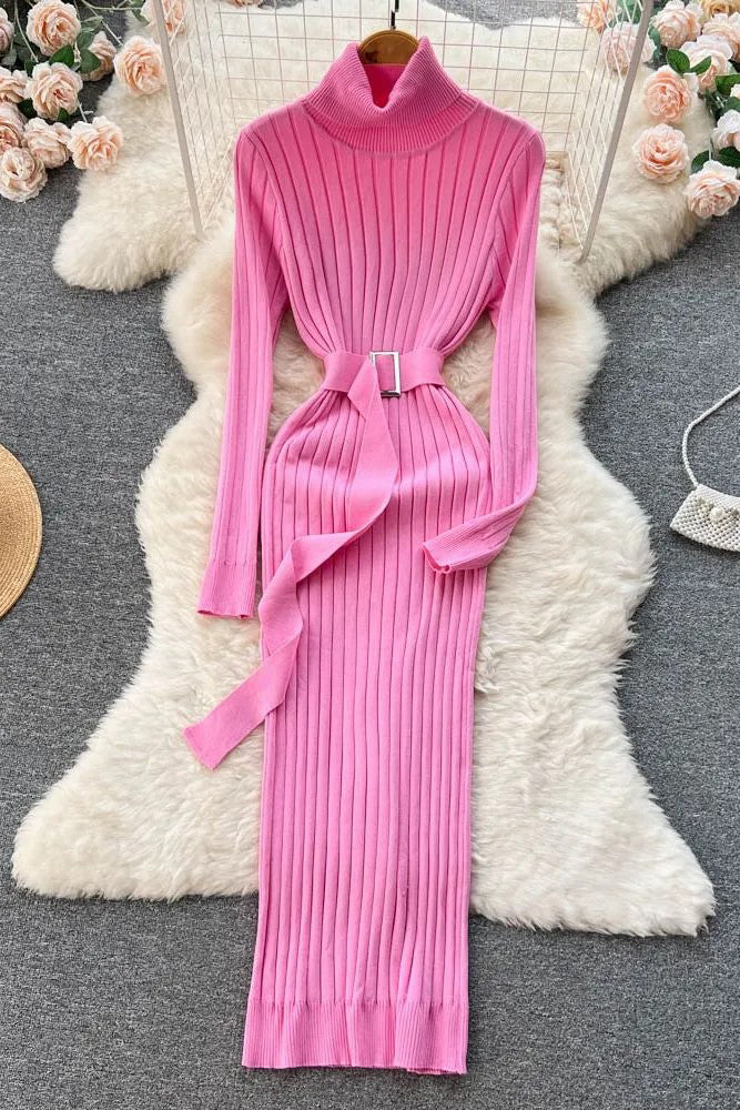 Elegant Bodycon Turtleneck Sweater Dress for Women