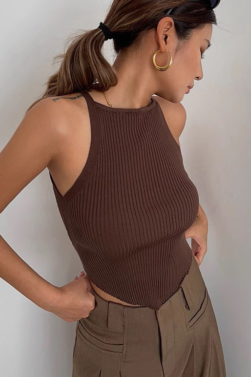 Irregular Knit Camisole Vest Tank Top