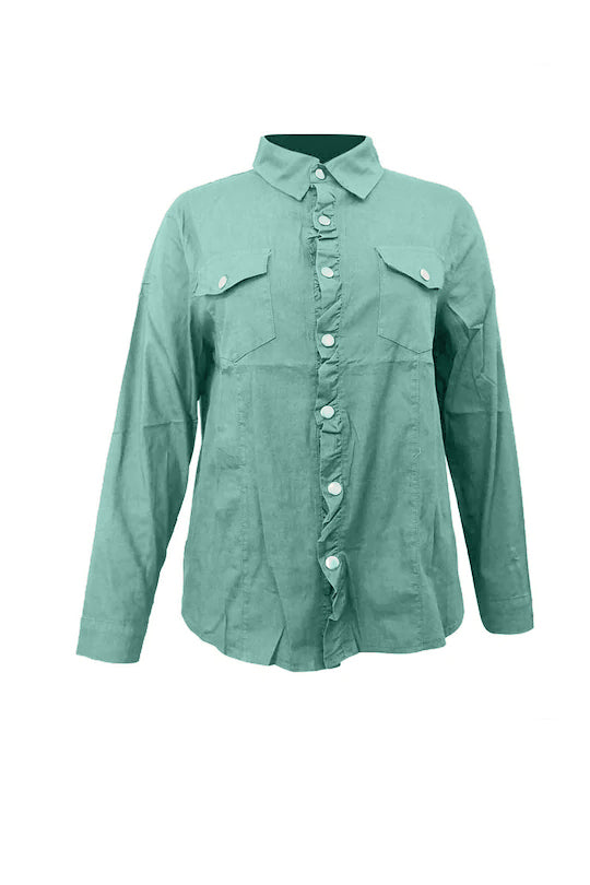 Florcoo Long Sleeve Solid Color Jacket Tops(4 Colors)