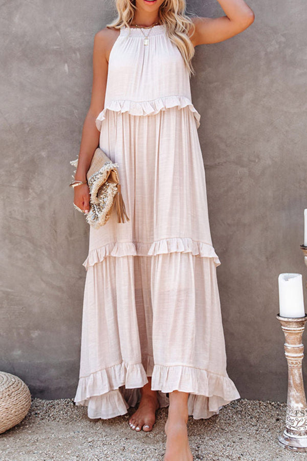 Irregular cake skirt sleeveless long mop skirt - Fashionpara