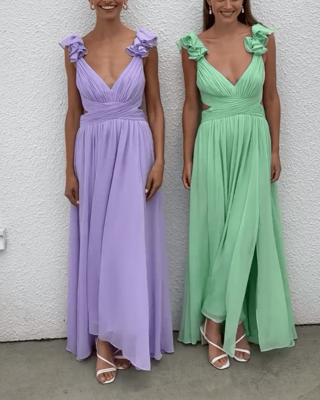 Ruffle Shoulder Maxi Dress - Fashionpara
