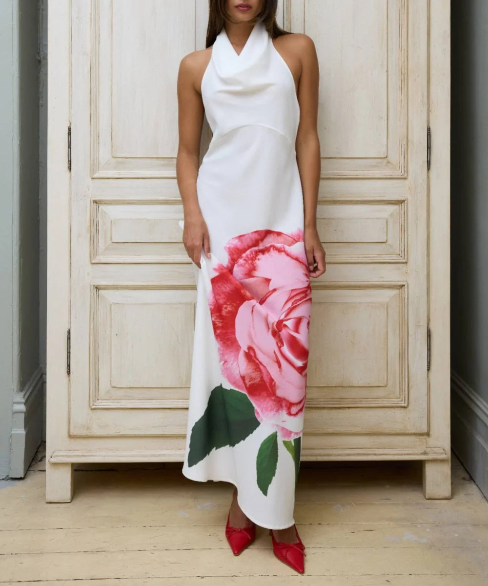 Art Pink Rose Maxi Dress - Fashionpara