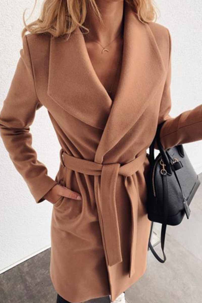 Florcoo Lapel Solid Color Coat(3 Colors)