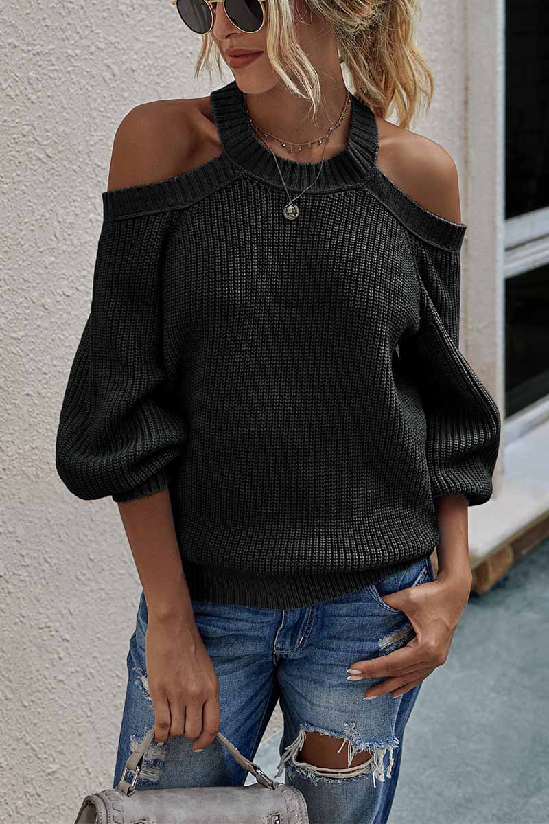Florcoo Off-Shoulder Knitted Sweater for Effortless Style