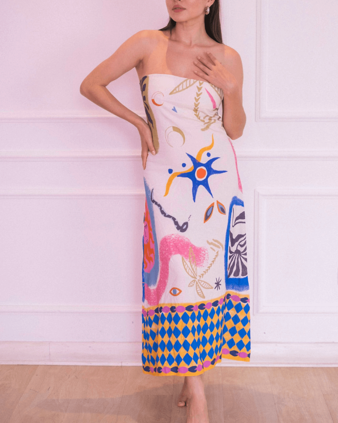 Strapless With Back Closure Maxi Dress - Fashionpara