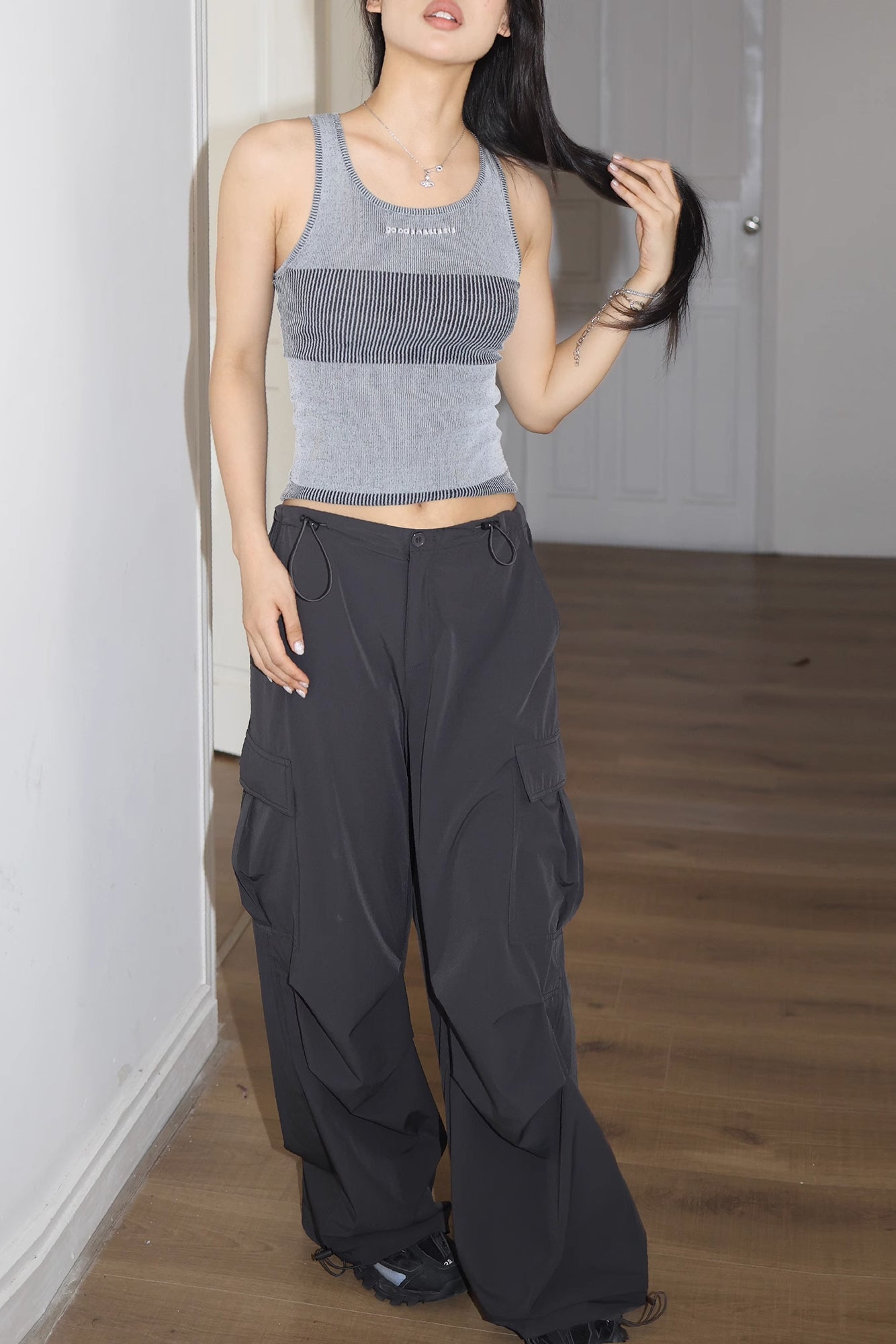 Lace Up Side Pocket Side Cargo Pants