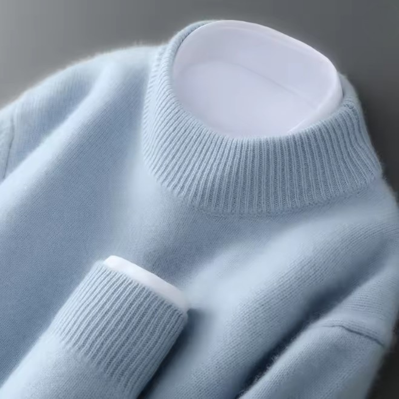 Mock Neck Ribbed Trim Knit Sweater 6