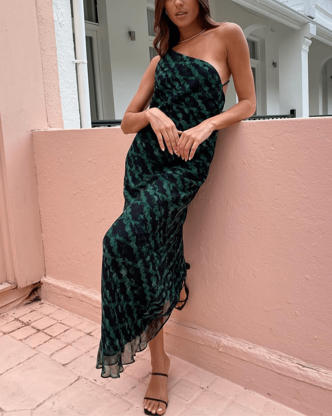 One Shoulder Cowl Back Maxi Dress - Fashionpara