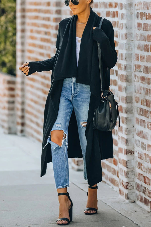 Lady Rin Oversized Drape Neckline Knit Cardigan for Comfort