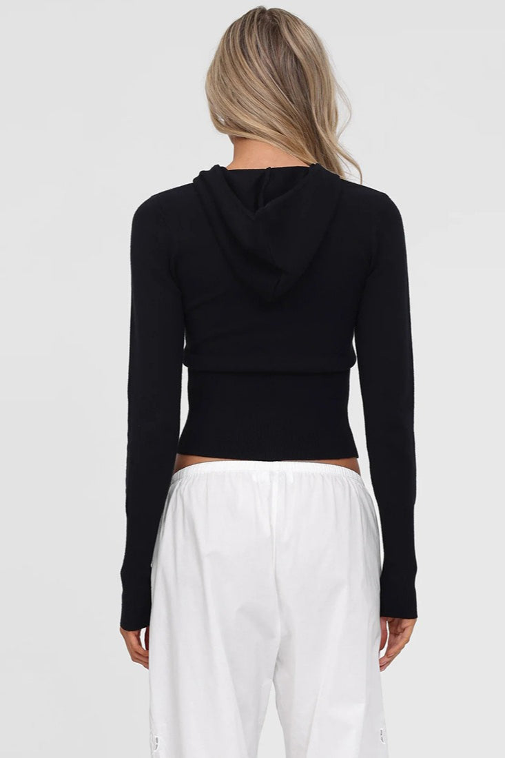 Casual Zip Up Hooded Blouse