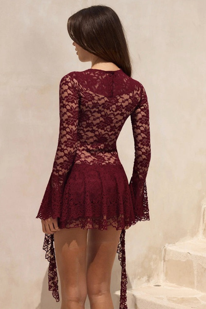 Chiffon V-Neck Short Sleeve Ruffle Hem Maxi Dress - View 14