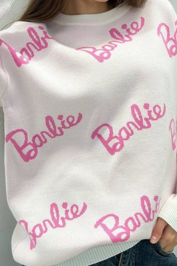 Letter Print Crew Neck Sweater