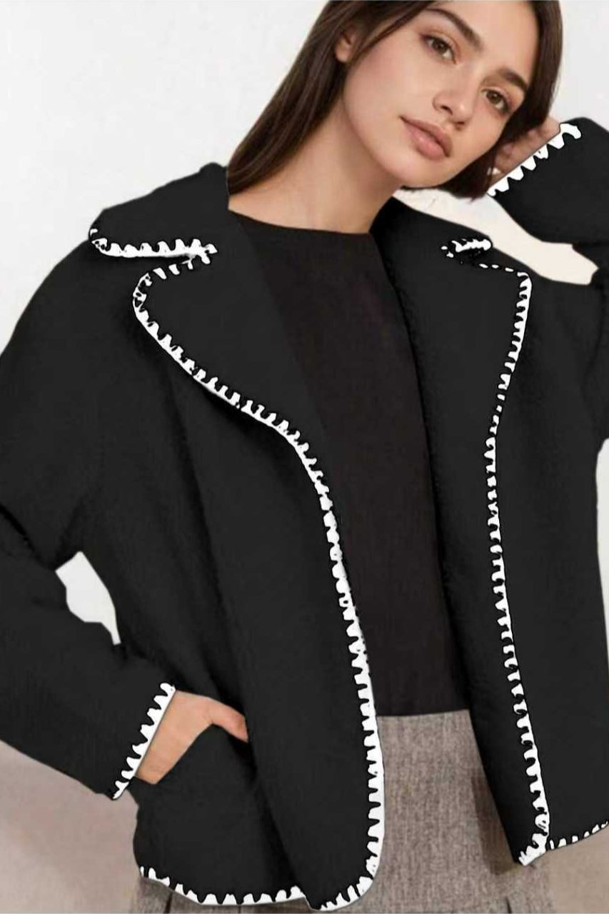Chic Faux Shearling Lace Trim Oversized Coat - Fashionpara