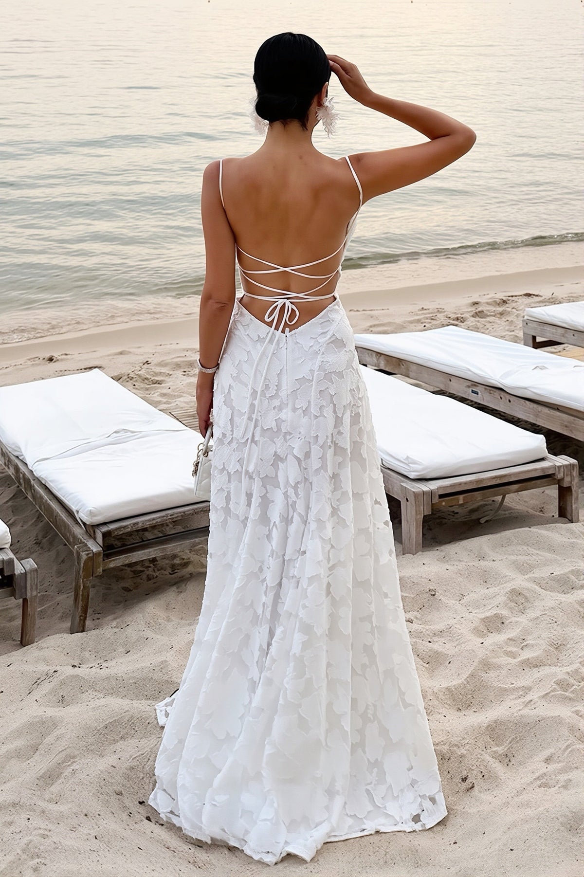 Floral Appliqué Sweetheart Fit and Flare Maxi Gown
